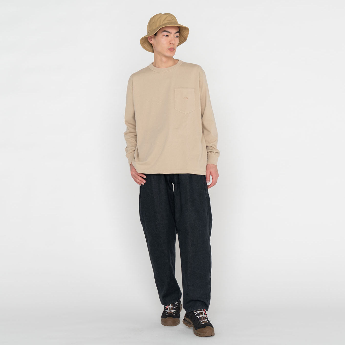 7oz Long Sleeve Pocket Tee - BEIGE