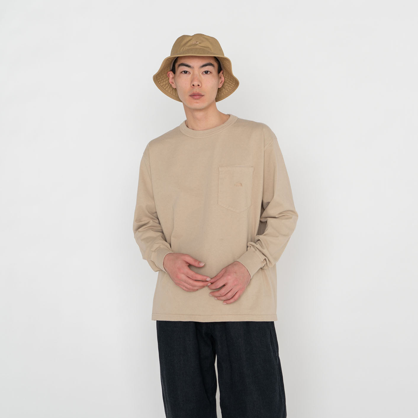 7oz Long Sleeve Pocket Tee - BEIGE