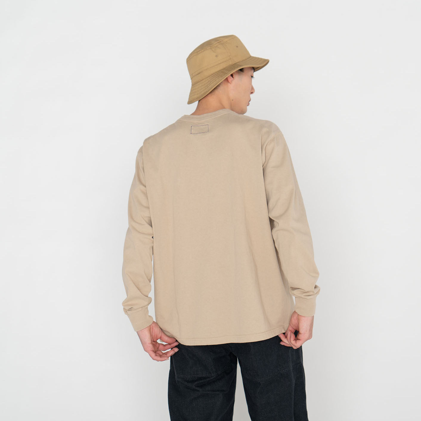 7oz Long Sleeve Pocket Tee - BEIGE