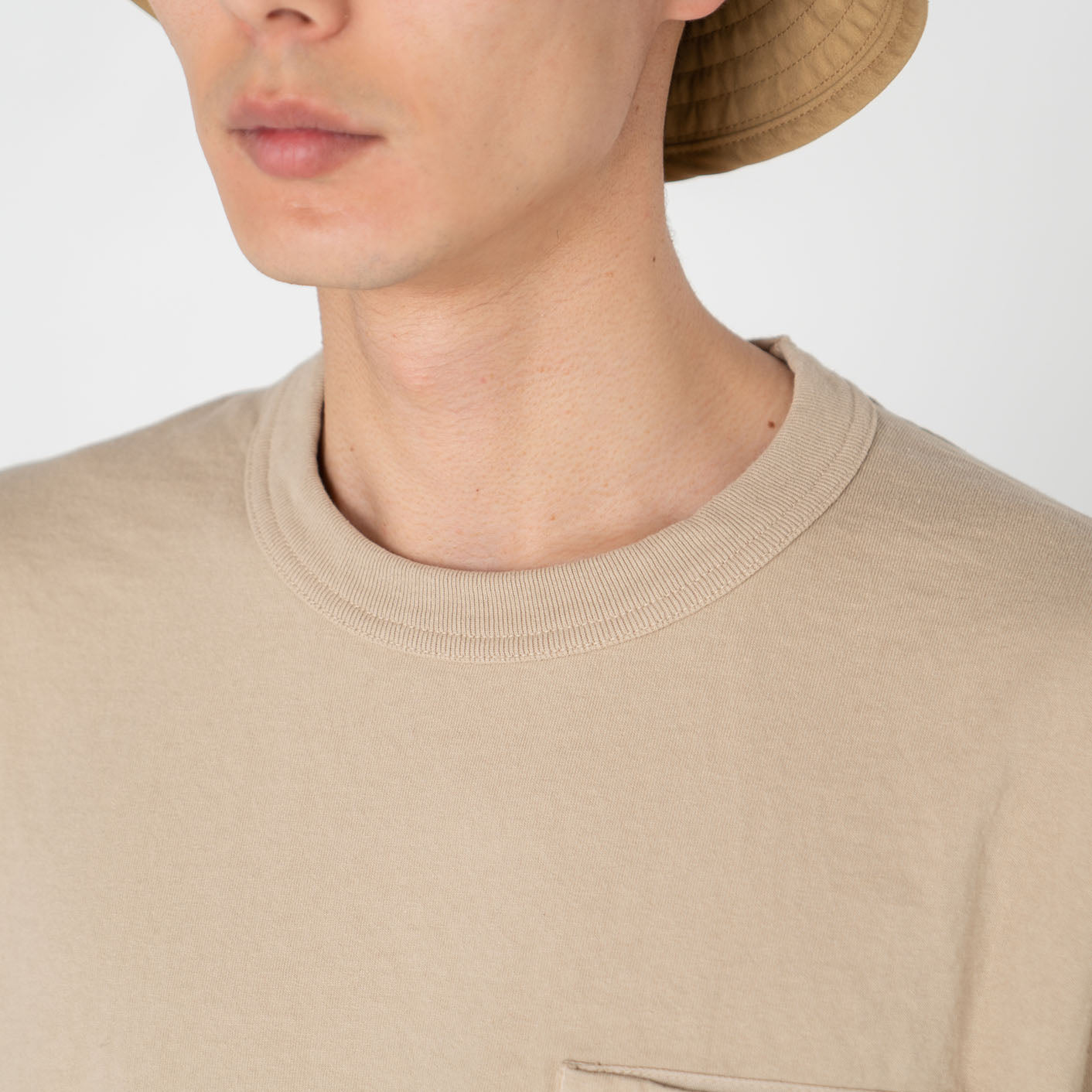 7oz Long Sleeve Pocket Tee - BEIGE