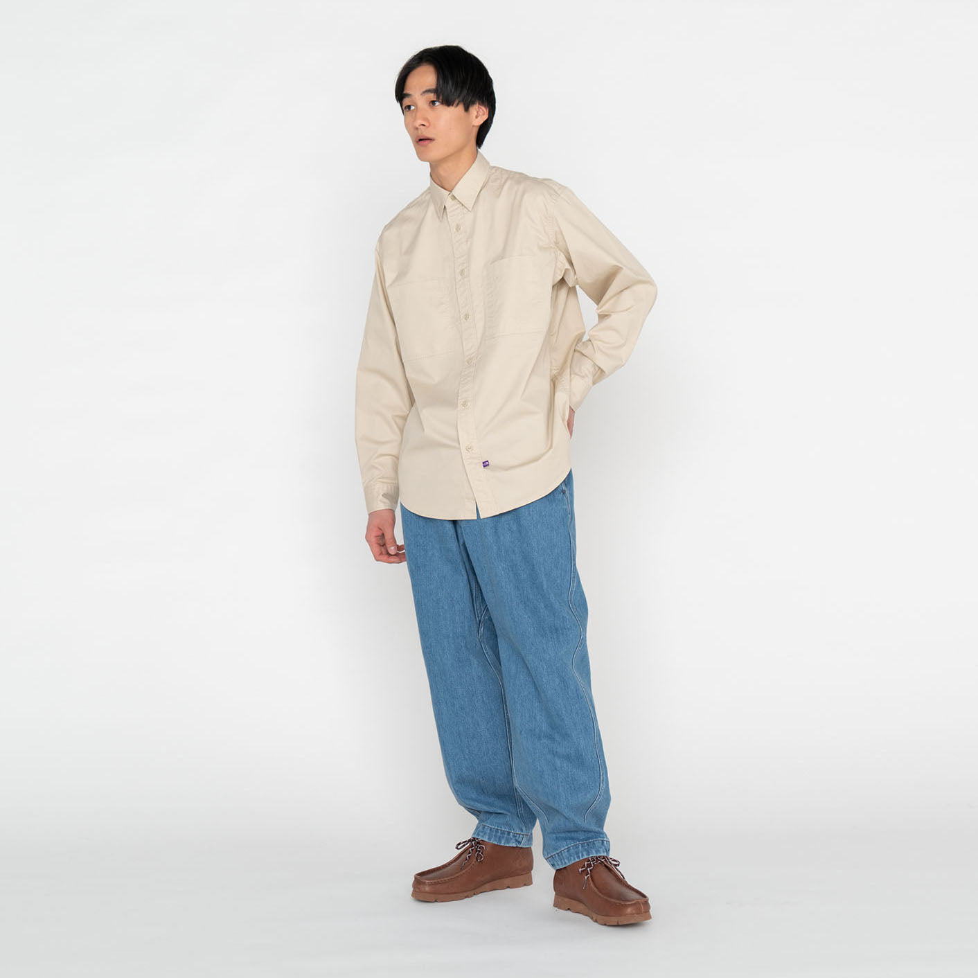 Denim Wide Tapered Field Pants - INDIGO BLEACH