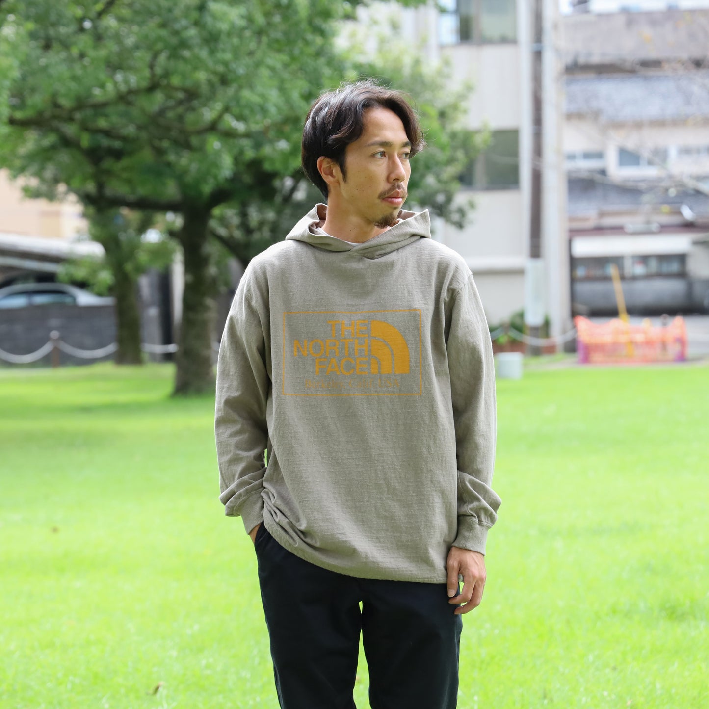 Field Graphic Hoodie - GRAY BEIGE