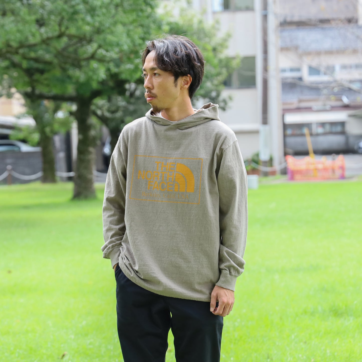 Field Graphic Hoodie - GRAY BEIGE