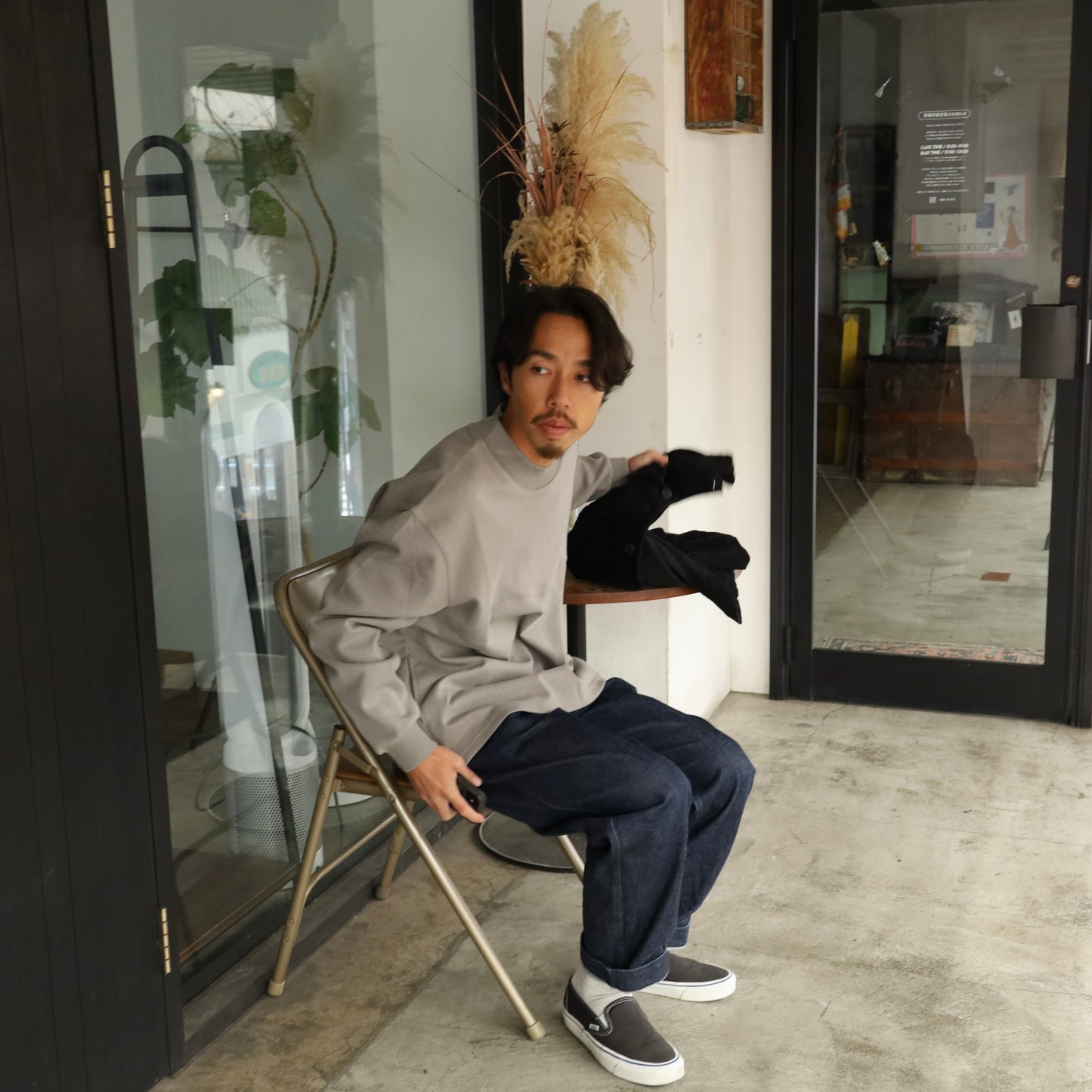 Mock Neck Wave LS - Grey