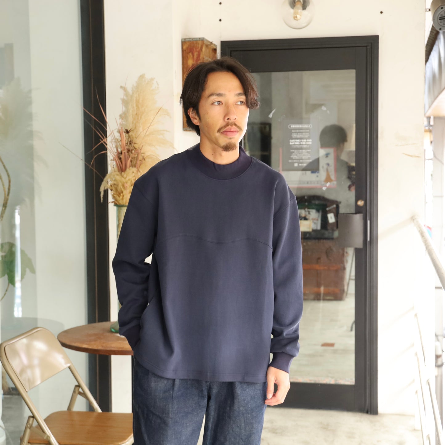Mock Neck Wave LS - Blue