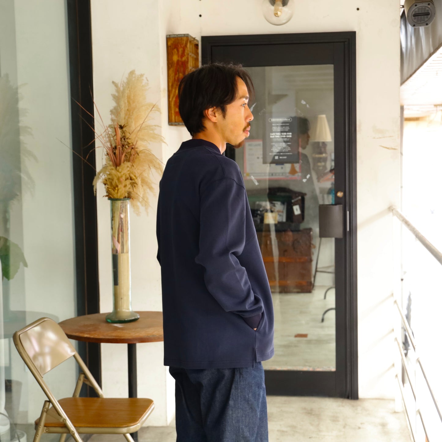 Mock Neck Wave LS - Blue