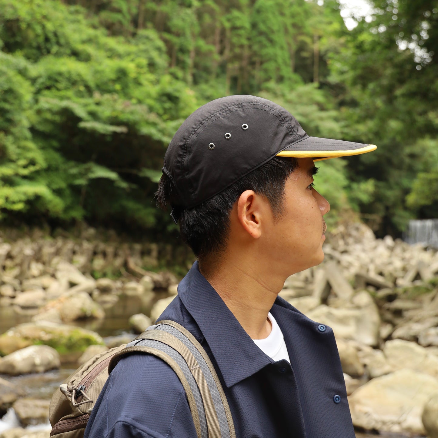 CYPRESS LONG BILL CAP - BLACK×YELLOW
