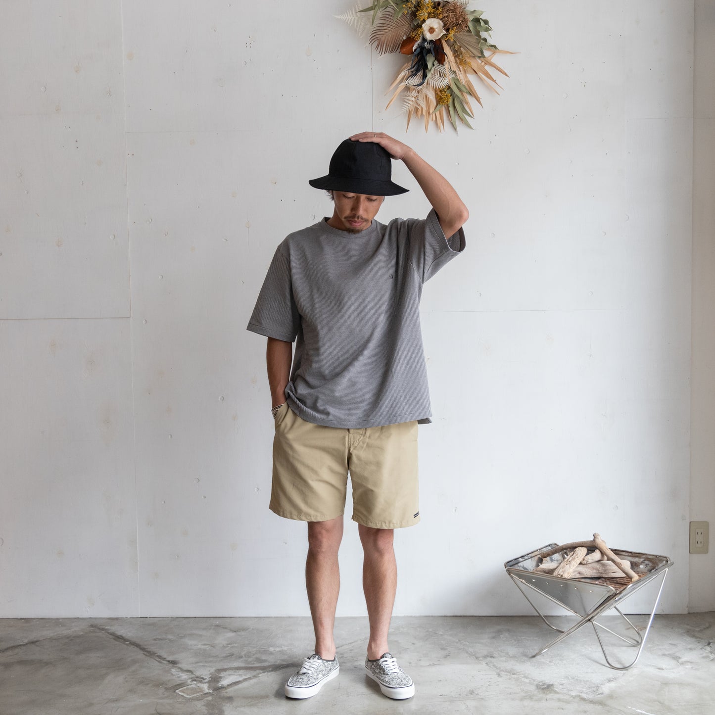 Moss Stitch Field H/S Tee - GRAY