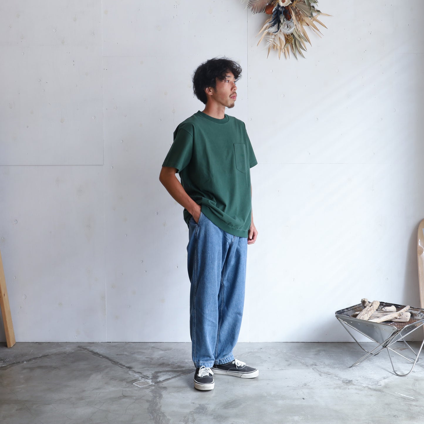 Denim Wide Tapered Field Pants - INDIGO BLEACH