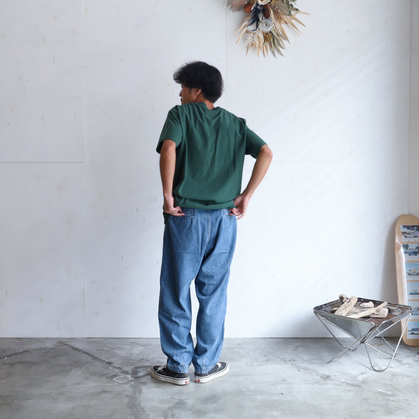 Denim Wide Tapered Field Pants - INDIGO BLEACH