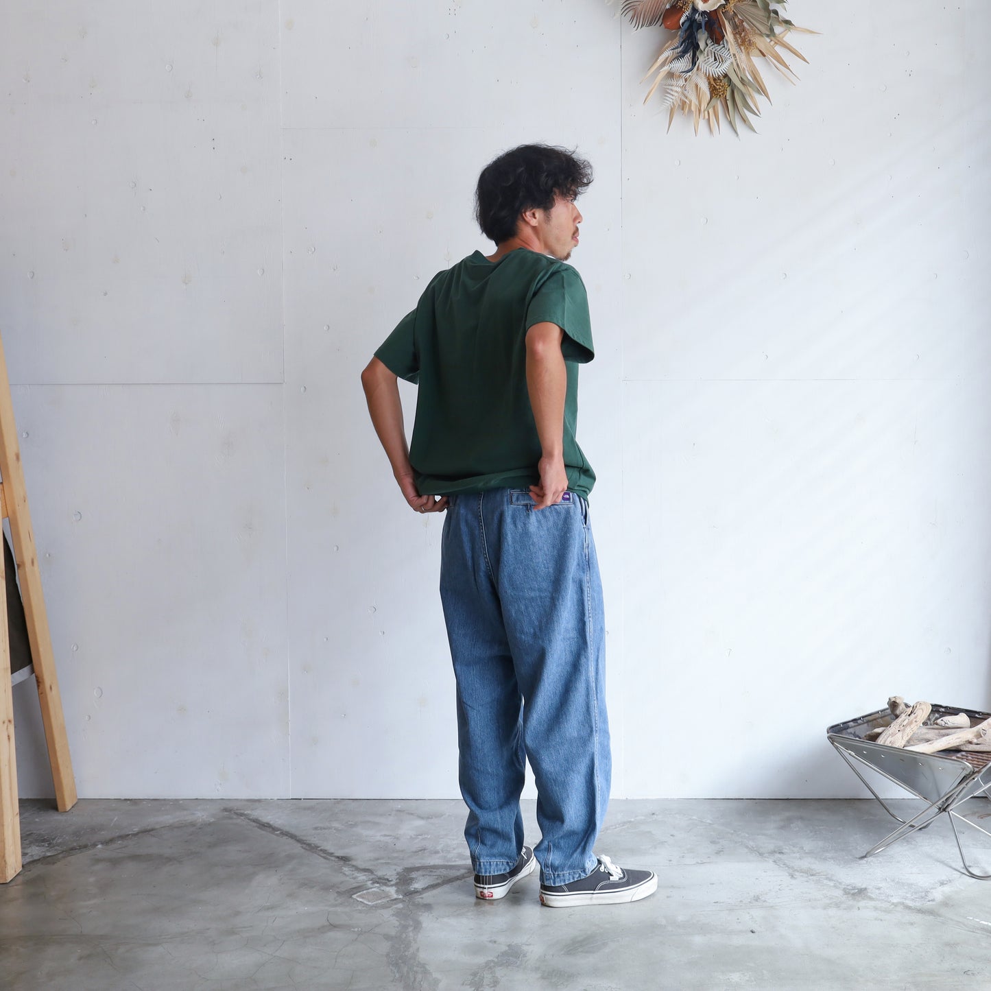 Denim Wide Tapered Field Pants - INDIGO BLEACH