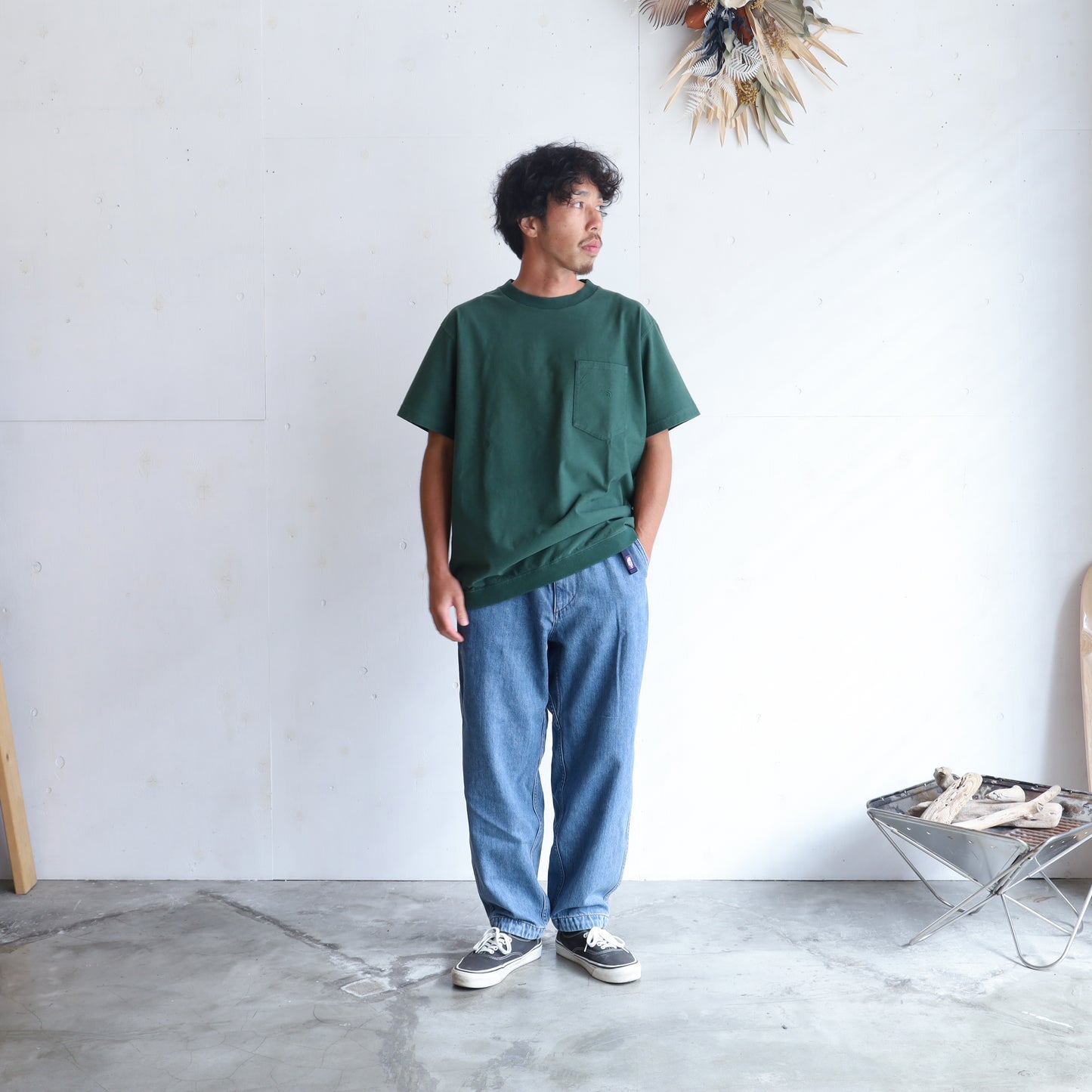 Denim Wide Tapered Field Pants - INDIGO BLEACH