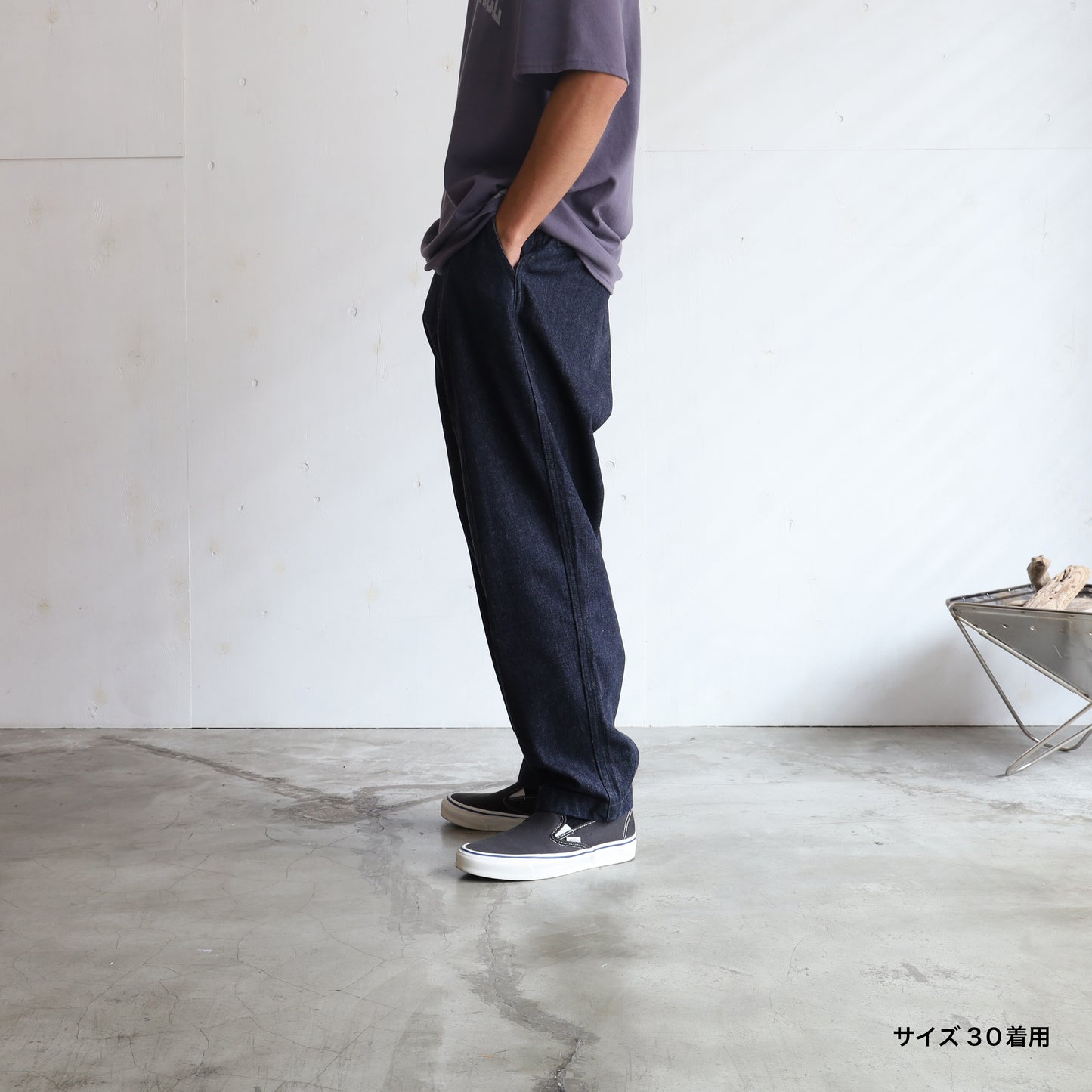 Denim Wide Tapered Field Pants - INDIGO