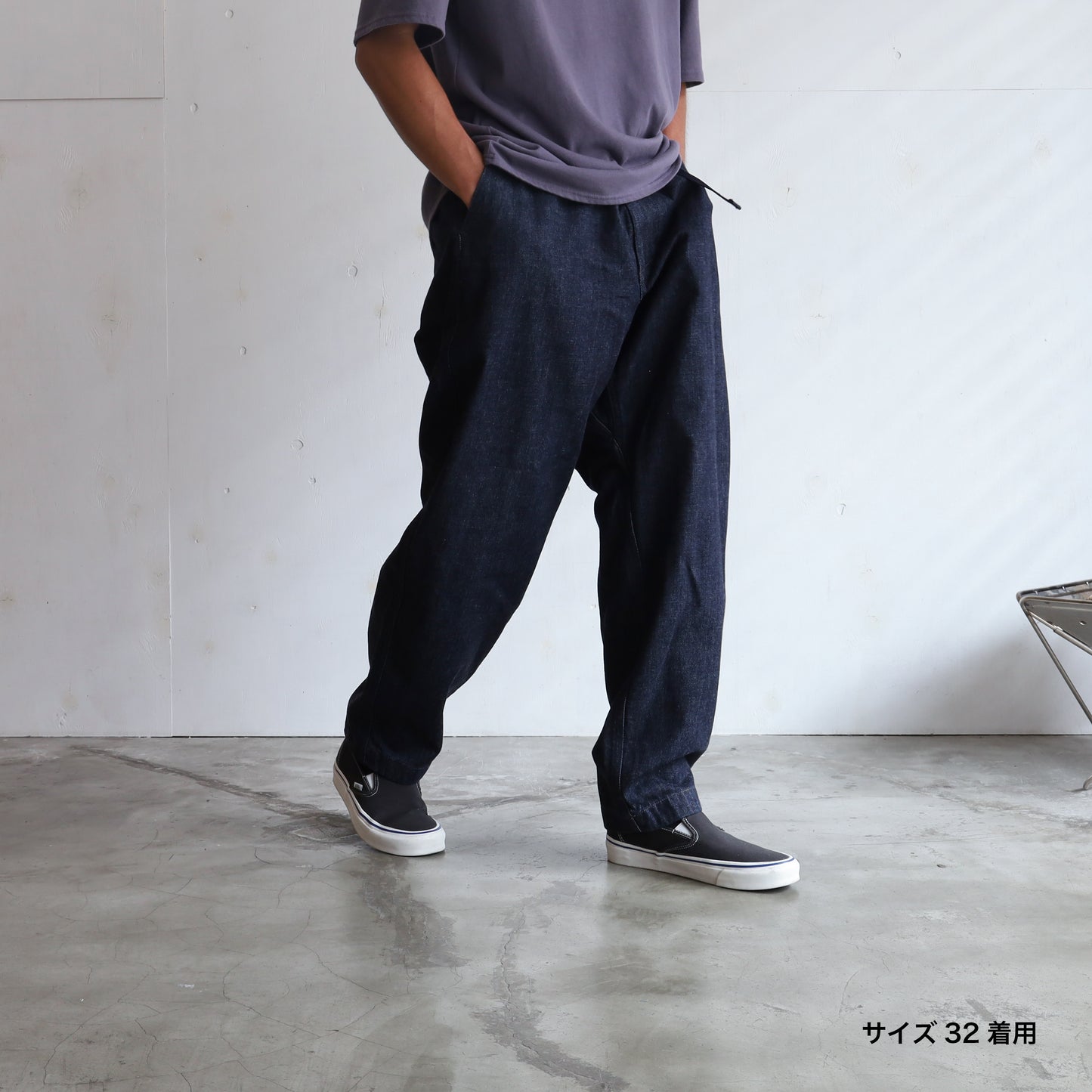 Denim Wide Tapered Field Pants - INDIGO