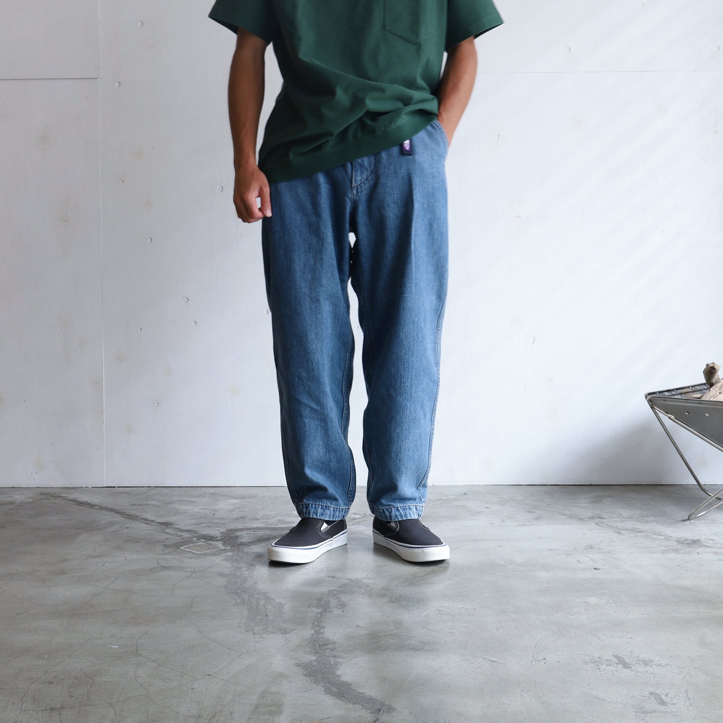 Denim Wide Tapered Field Pants - INDIGO BLEACH