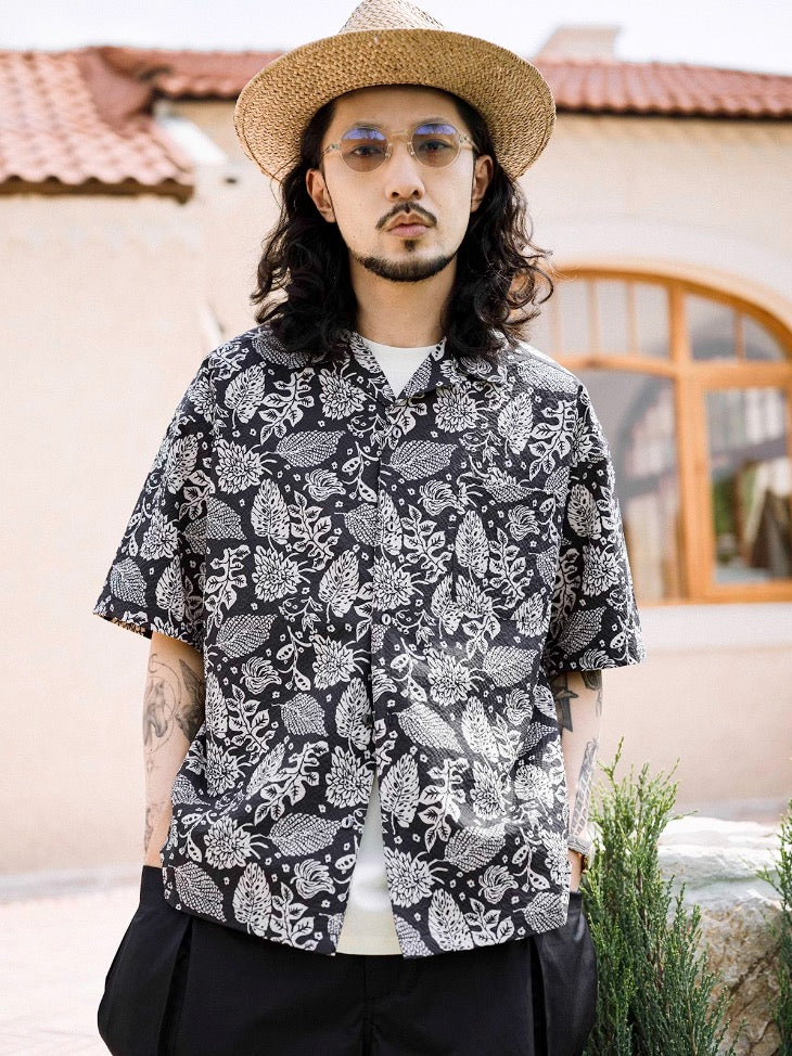 Seersucker "Reveal" Shirt - Night Forest