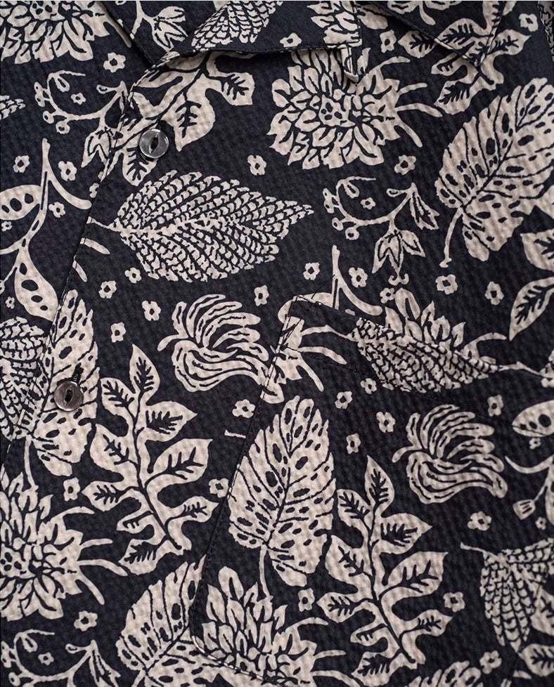 Seersucker "Reveal" Shirt - Night Forest