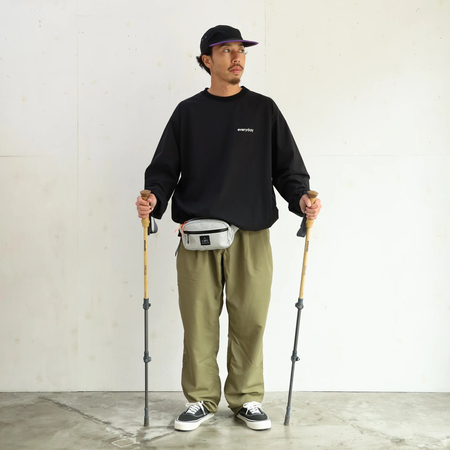 CYPRESS LONG BILL CAP - BLACK×PURPLE