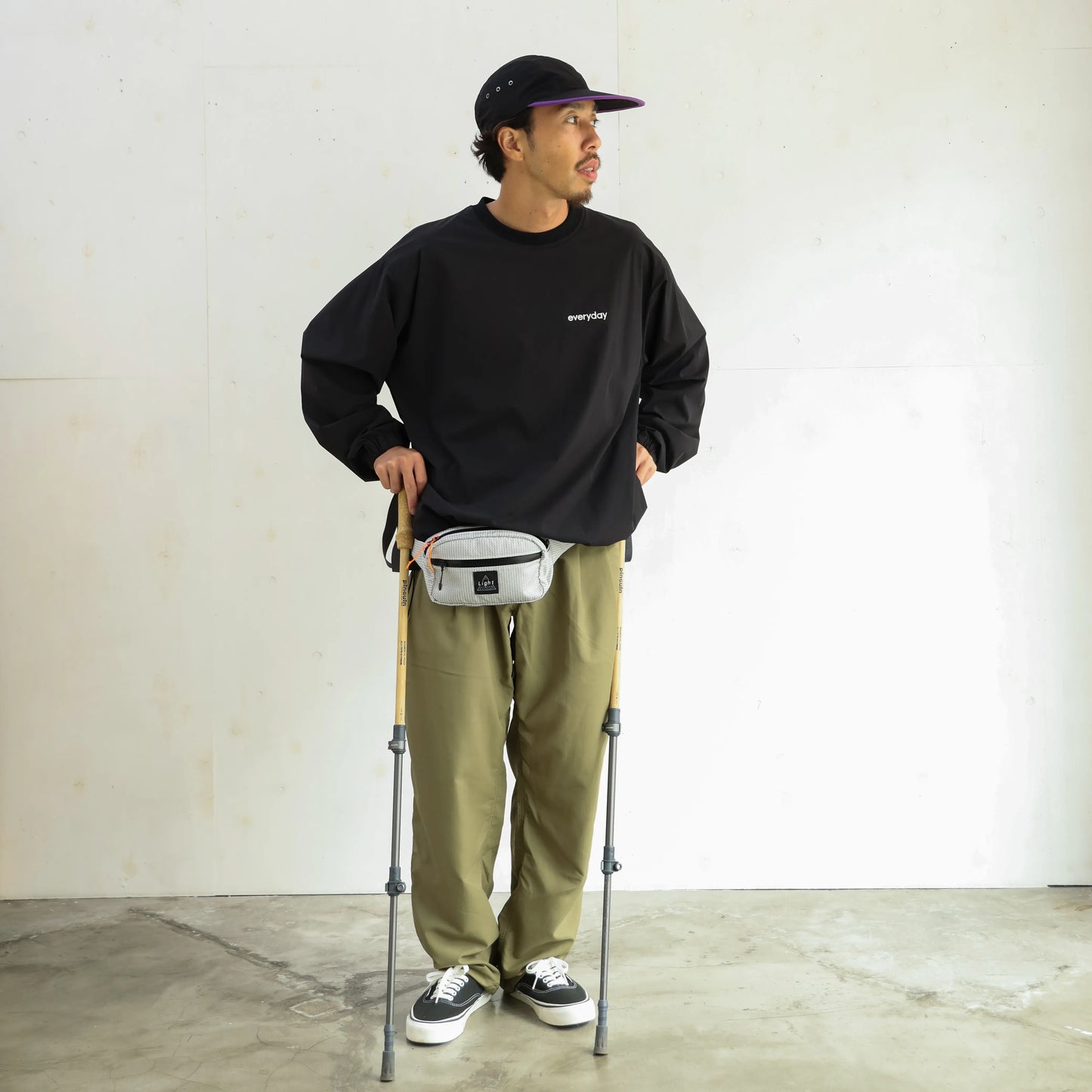 CYPRESS LONG BILL CAP - BLACK×PURPLE