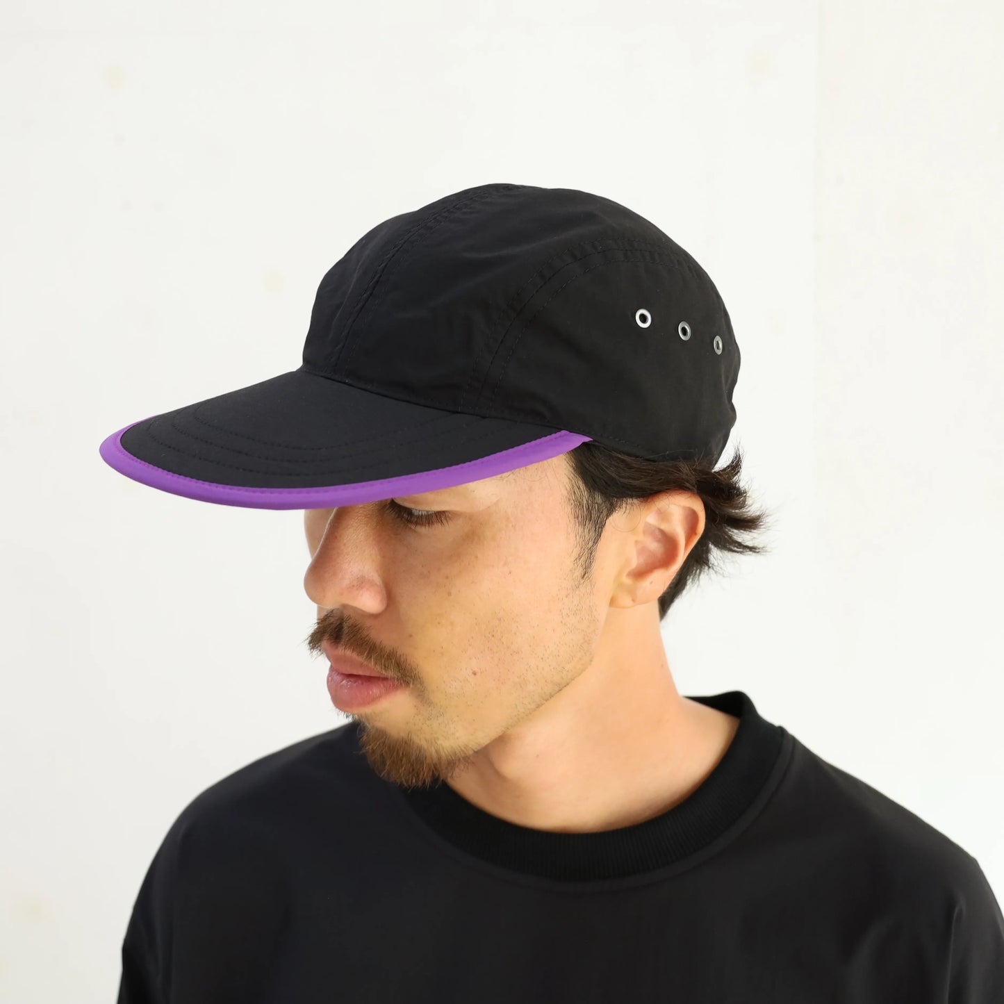 CYPRESS LONG BILL CAP - BLACK×PURPLE