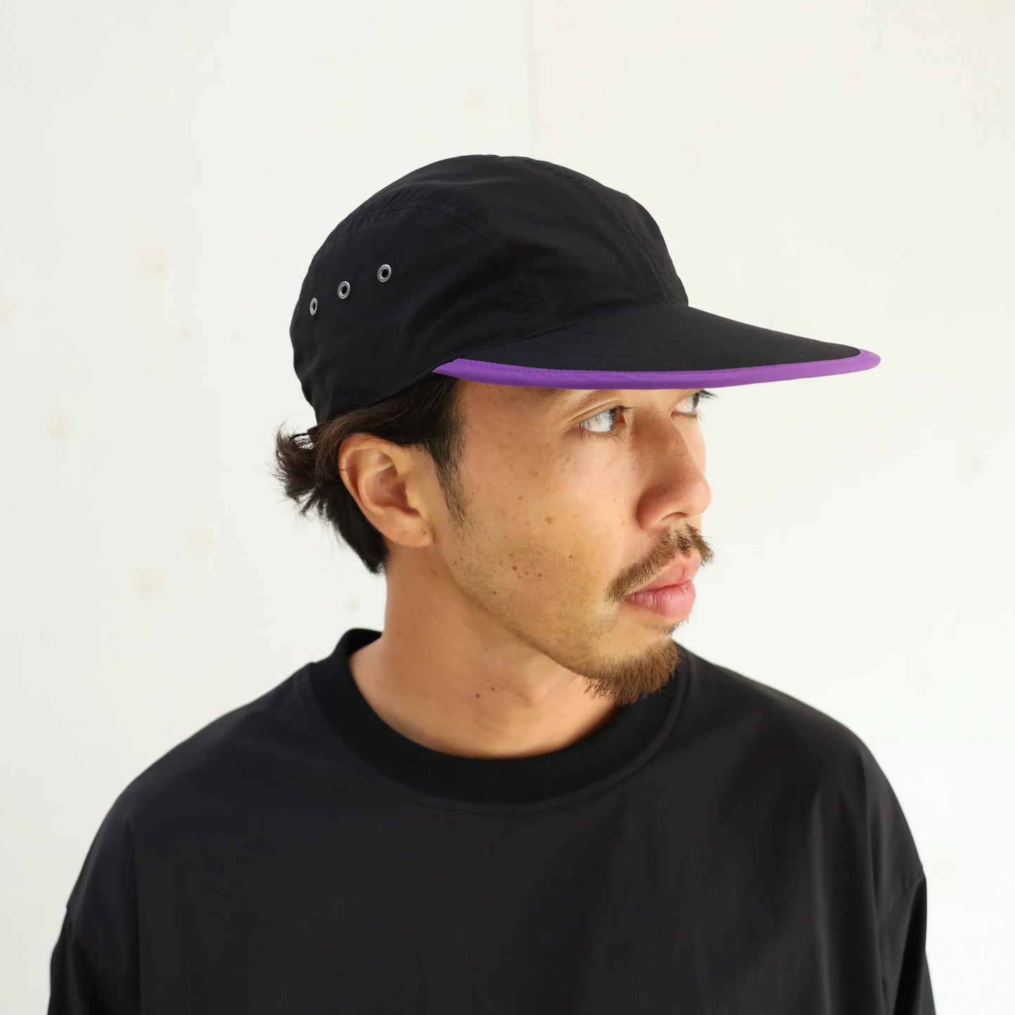 CYPRESS LONG BILL CAP - BLACK×PURPLE