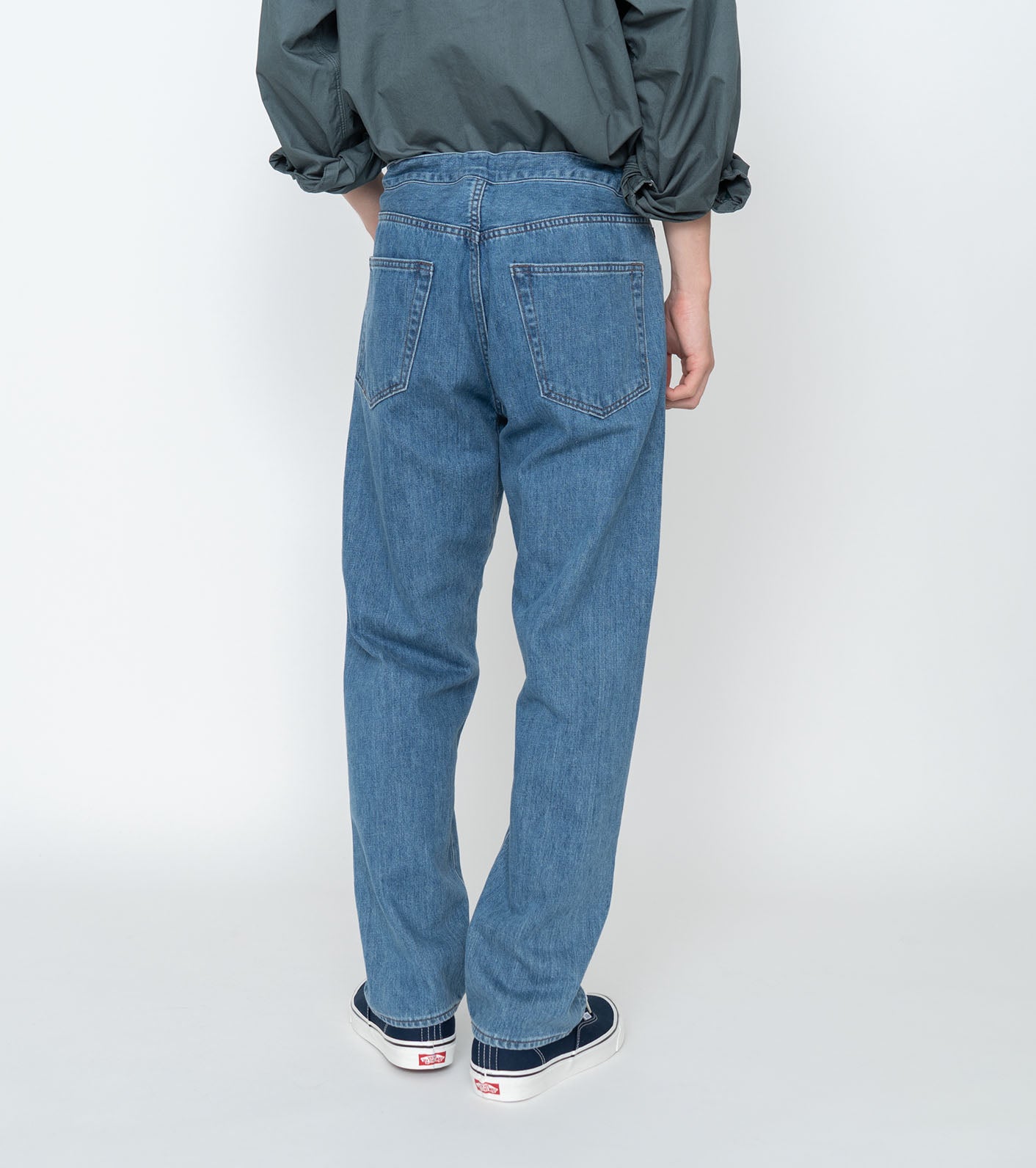 Denim Straight Pants - INDIGO BLEACH