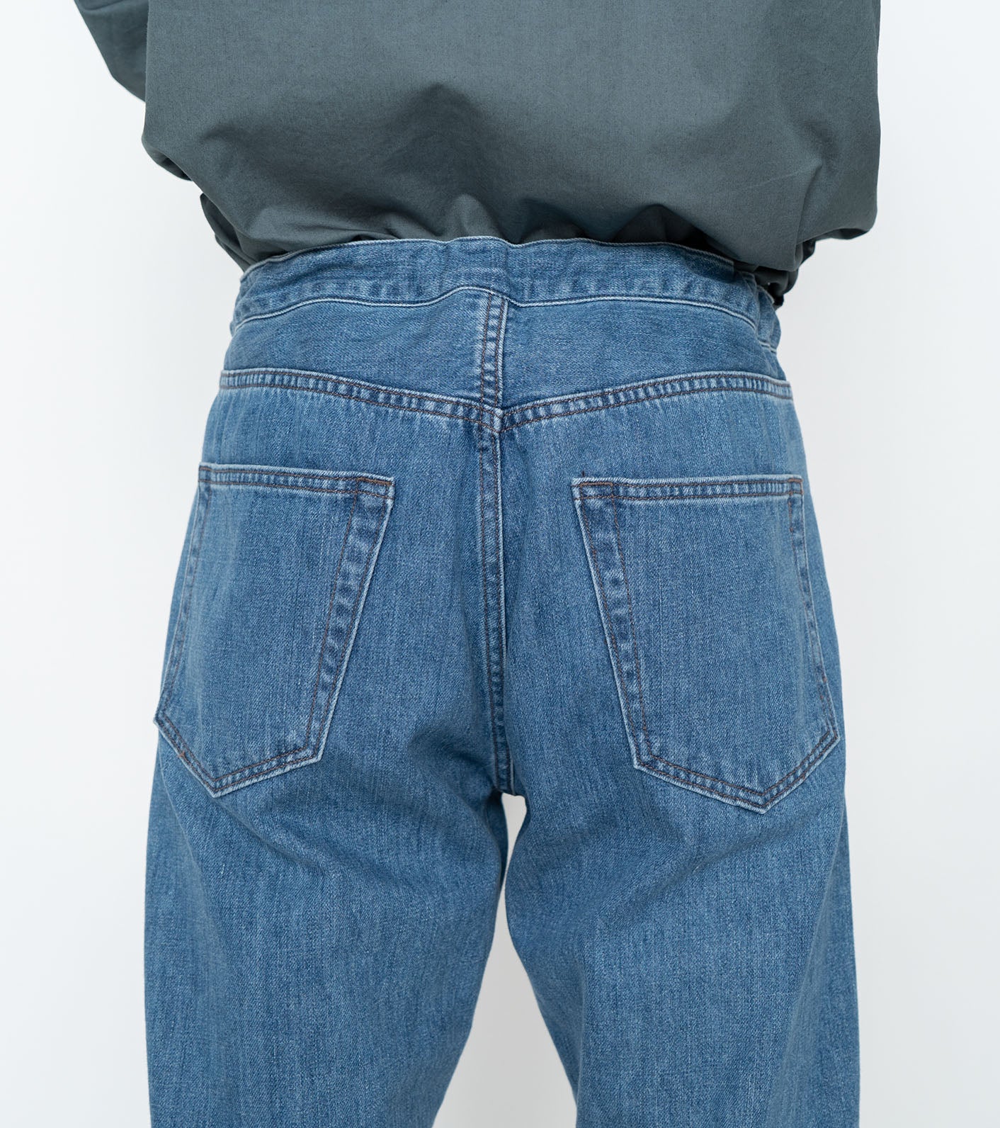 Denim Straight Pants - INDIGO BLEACH
