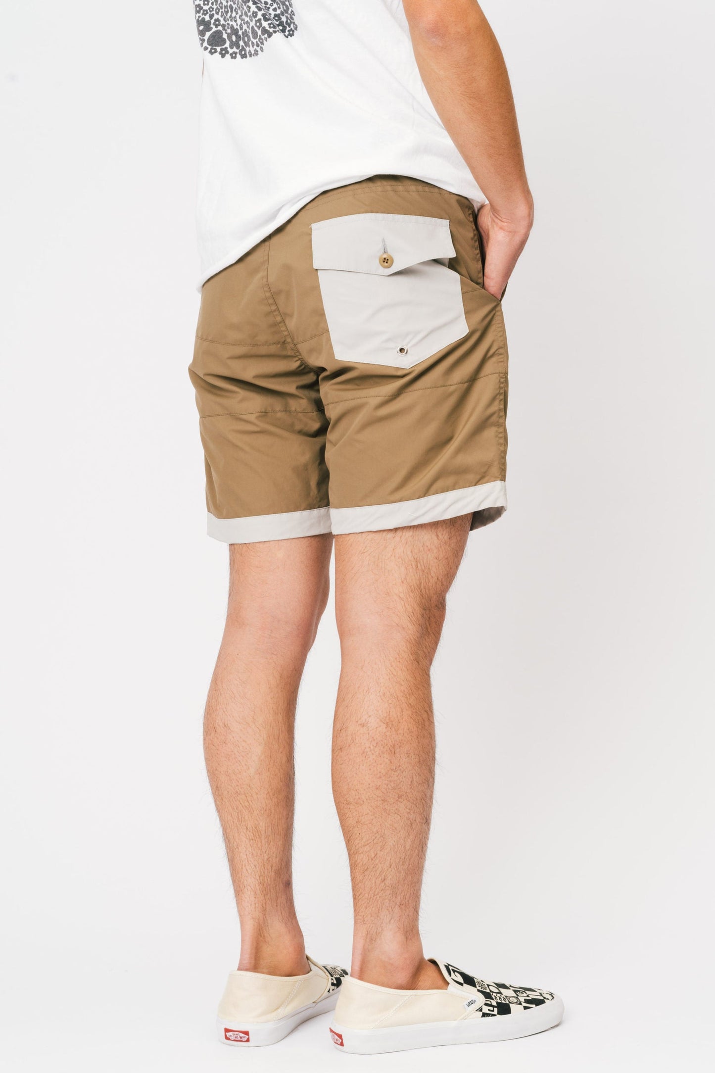 BOARD SHORTS 3LINE BEIGE×GRAY