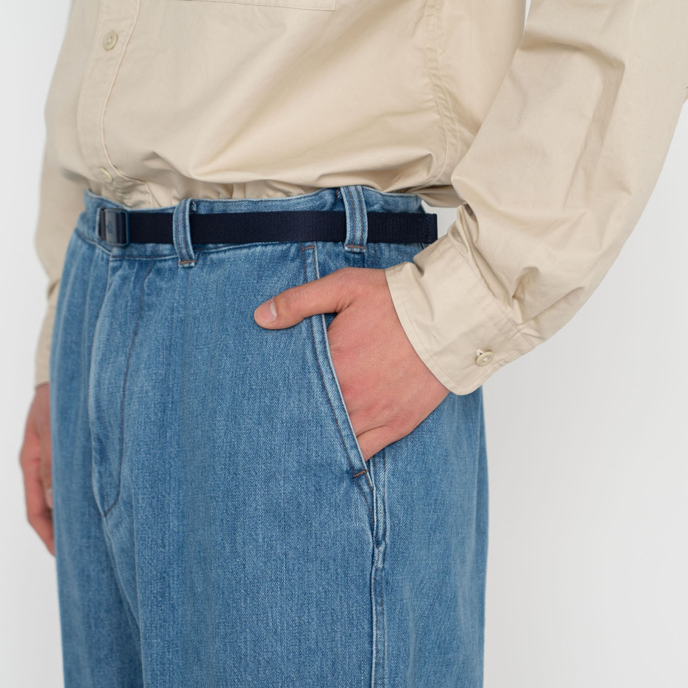 Denim Wide Tapered Field Pants - INDIGO BLEACH