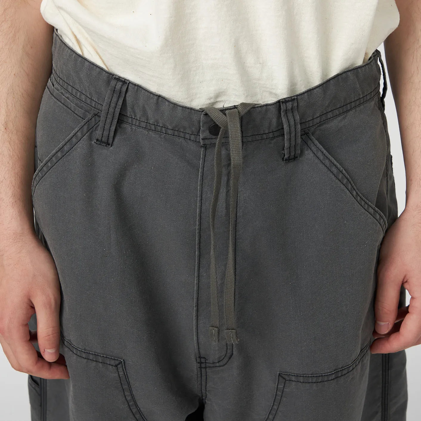 Cotton Nylon Weather Field Double Knee Pants - INDIGO BLEACH
