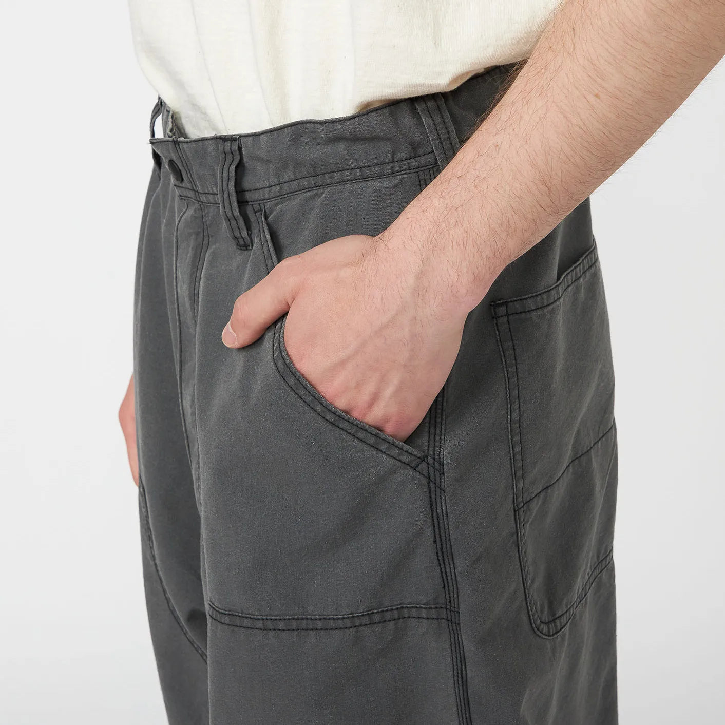 Cotton Nylon Weather Field Double Knee Pants - INDIGO BLEACH