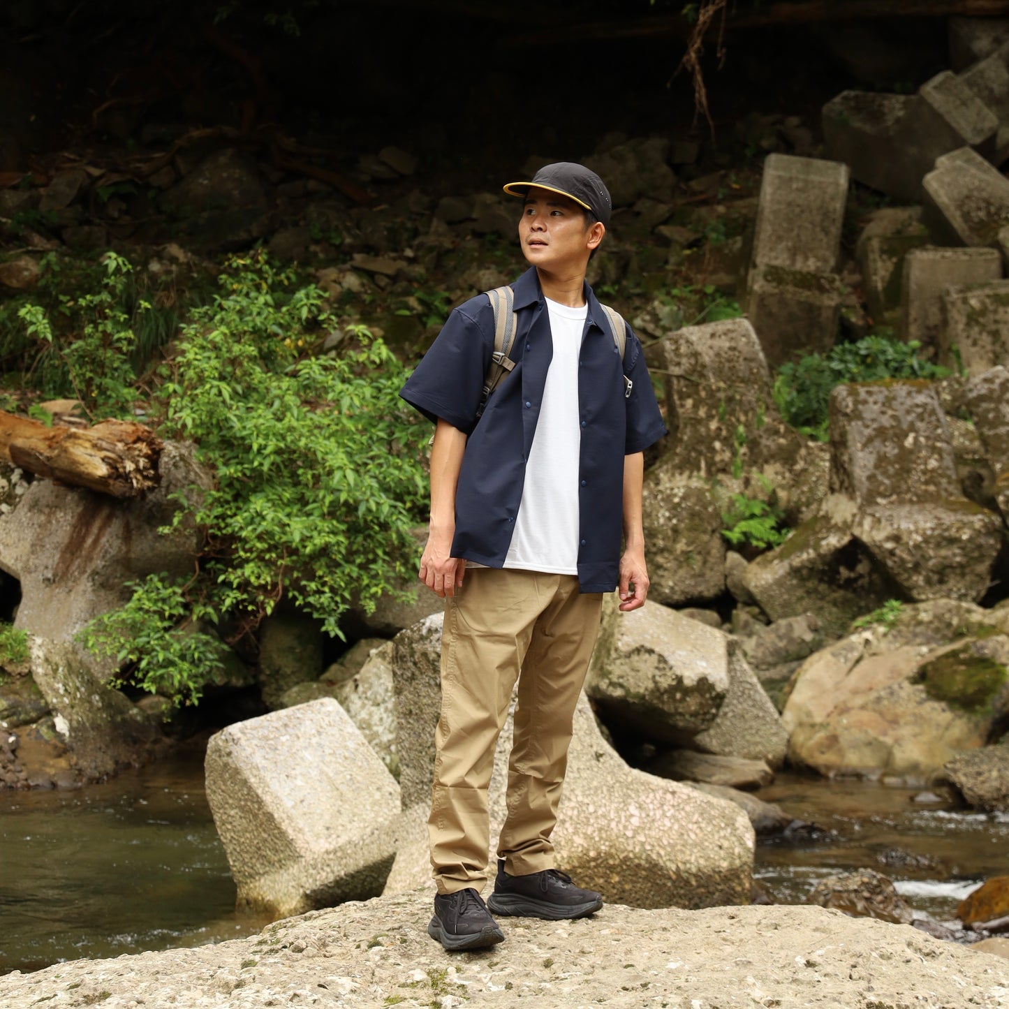 CYPRESS LONG BILL CAP - BLACK×YELLOW