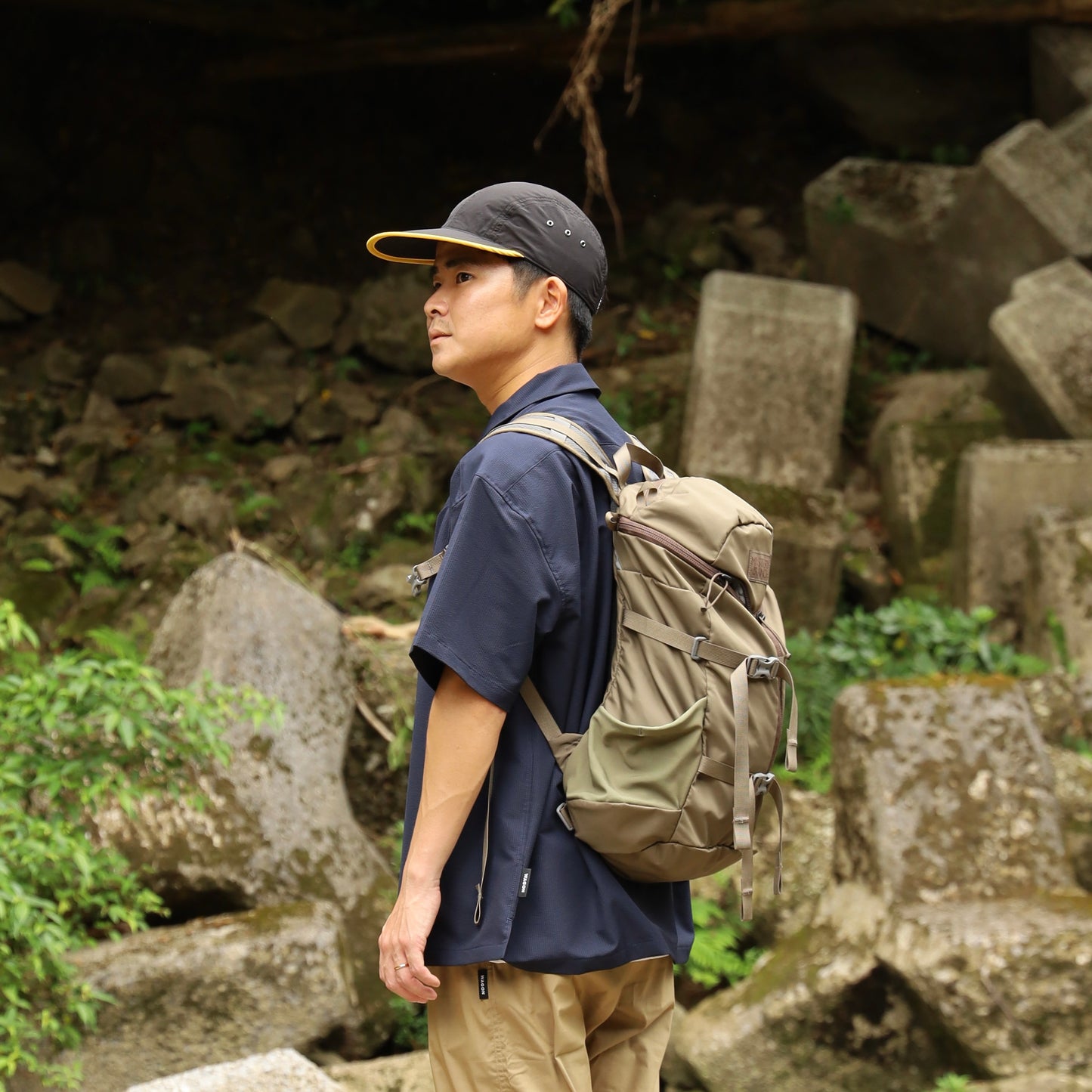 CYPRESS LONG BILL CAP - BLACK×YELLOW