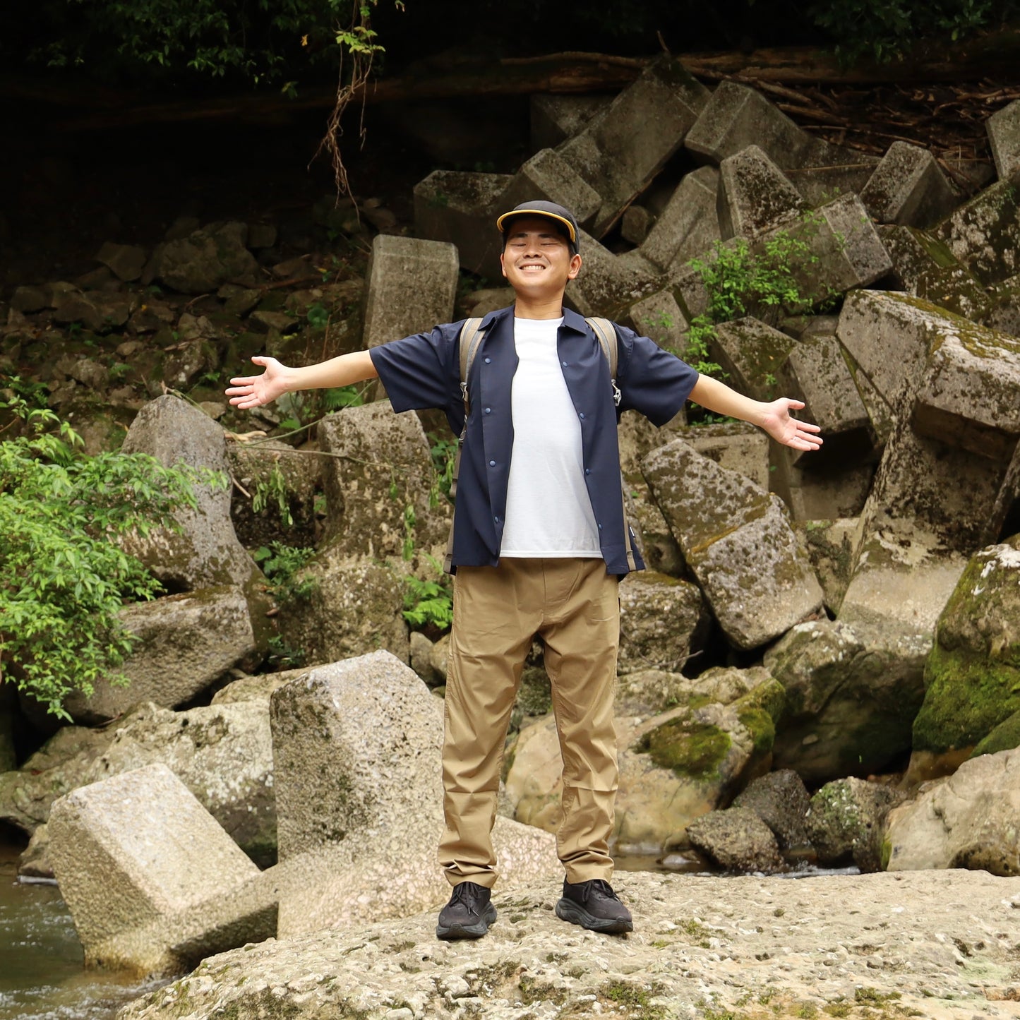 CYPRESS LONG BILL CAP - BLACK×YELLOW