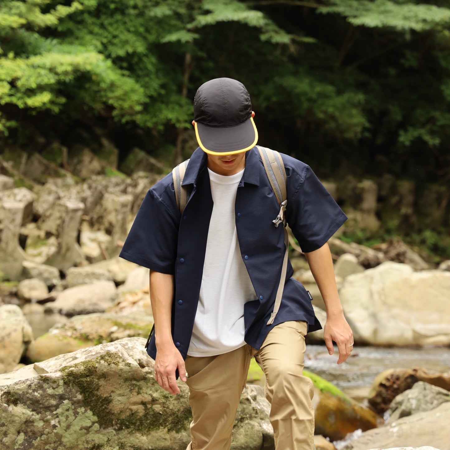 CYPRESS LONG BILL CAP - BLACK×YELLOW