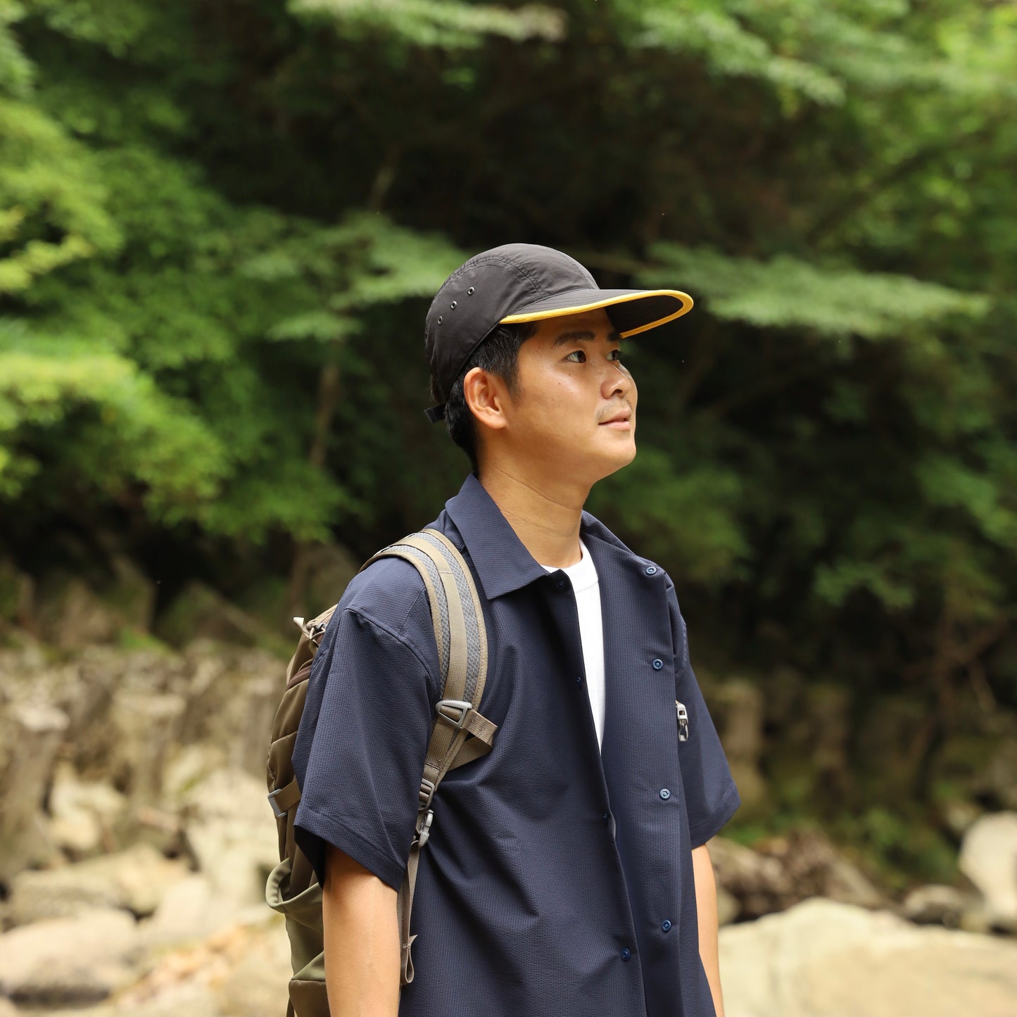 CYPRESS LONG BILL CAP - BLACK×YELLOW