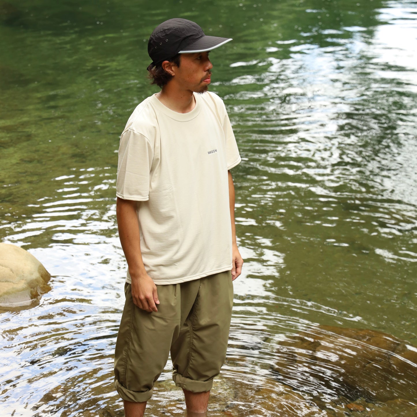 WAGON EMBROIDERY TEE - BEIGE