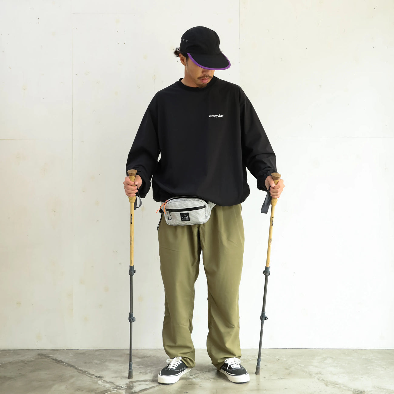 CYPRESS LONG BILL CAP - BLACK×PURPLE