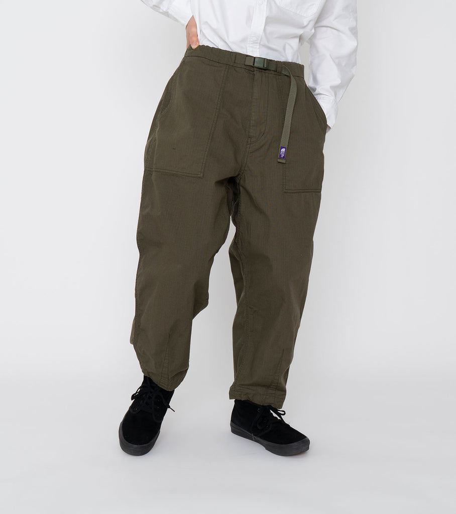 Ripstop Wide Cropped Pants - OLIVE