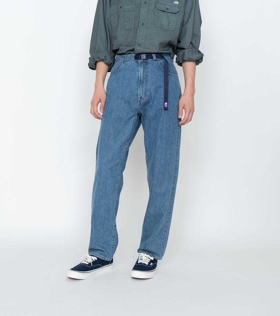 Denim Straight Pants - INDIGO BLEACH