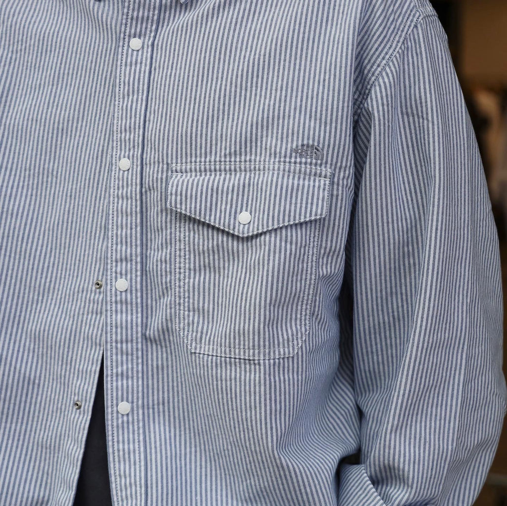 Cotton Polyester Stripe OX B.D. Shirt - SAX