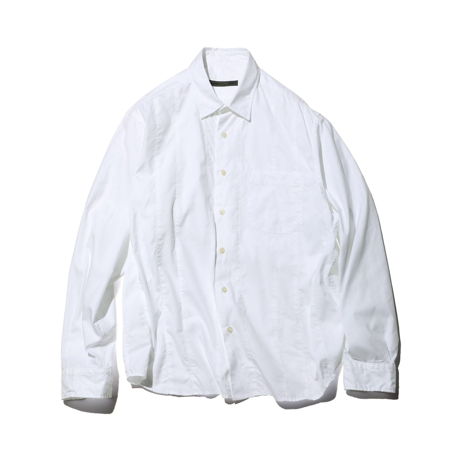 VERTICAL PANELED REGULAR COLLAR BIG SHIRT WHITE